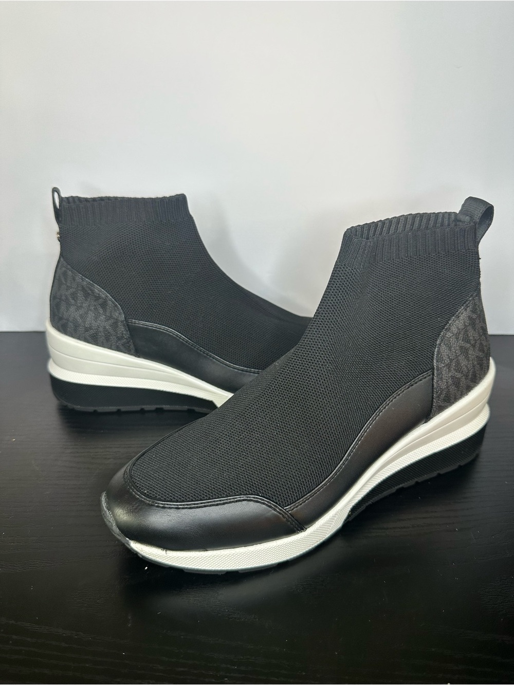 Michael Kors Skyler Stretch-Knit Sock Wedge Sneaker Size 8